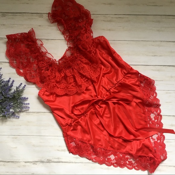 Vintage DARLING BODY FASHIONS Red Lace Lingerie M - Picture 1 of 8